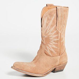 ISO Golden Goose Low Wish Star Washed Suede Western Boots in Tan